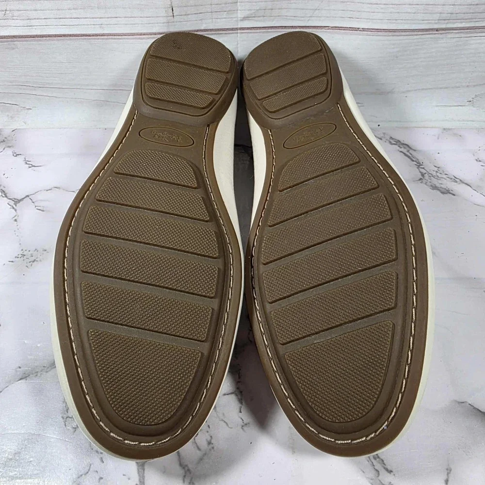 Coach Olympia Peb Grain Leather‎ Loafers Ivory - Womens Size 8 M